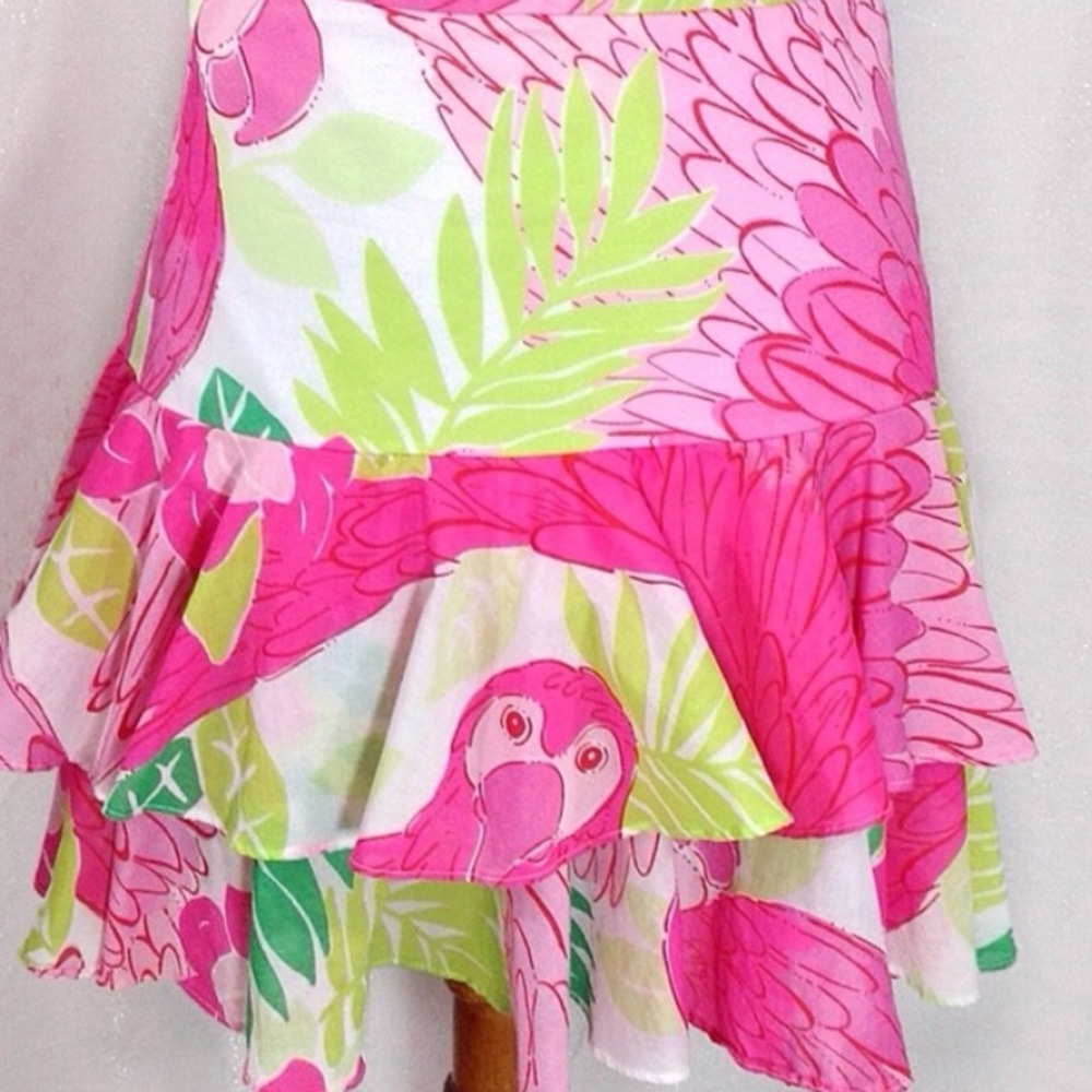 Lilly Pulitzer Pink and Green Tropical Skater Skirt